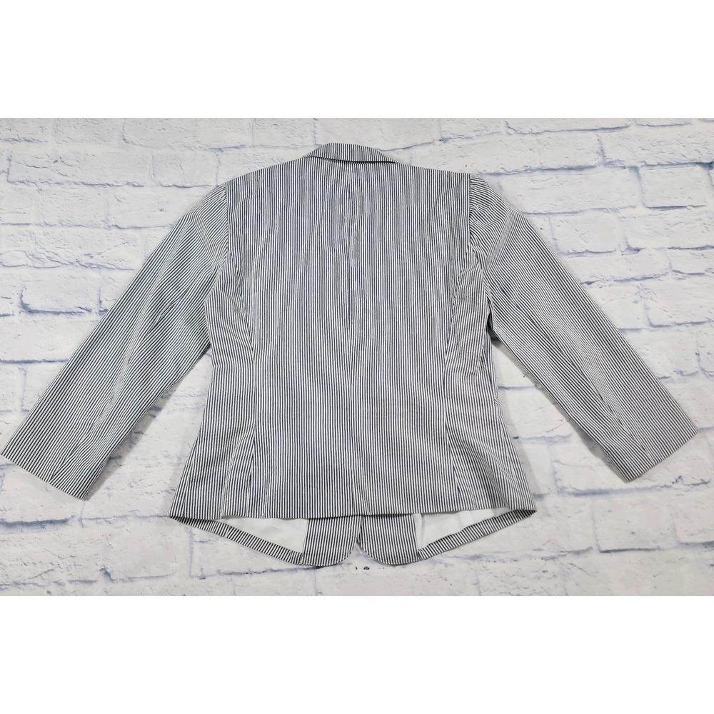 British Khaki Blazer WOMENS SZ S Jacket Seersucker Preppy Nautical Classic - Picture 9 of 10